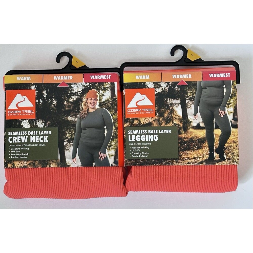 Ozark Trail Thermal Base Layer Set L Orange Hunting Crew Neck + Leggings